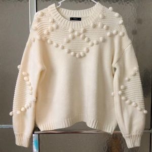 SHEIN white pomp sweater